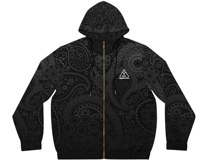 Black Dark / Urban style/ Men's Full-Zip Hoodie (AOP) /Artist clothing