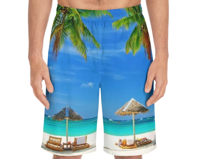 Summer clothes/photographic design/Men's Board Shorts (AOP)for the beach, river, pool, fishing, etc.