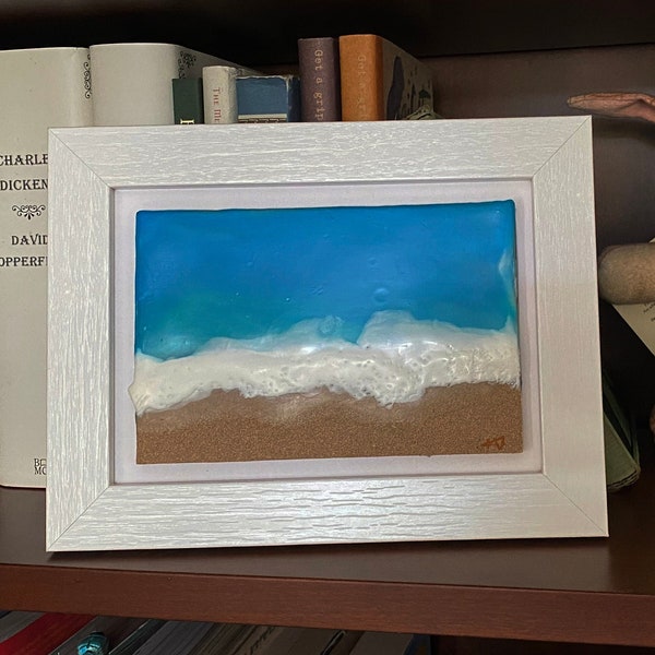 Framed Beach Painting - Encaustic Wax Waterscape