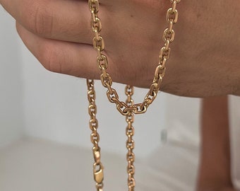 14K Solid Gold Chain Necklace Mens  Gold Braided Cable Chain Gift for Him Mens Gold Jewelry Mens  Solid Gold Chain