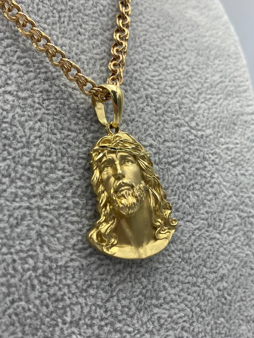 14K Gold Jesus Christ Medallion Necklace, Jesus Christ Pendant Necklace