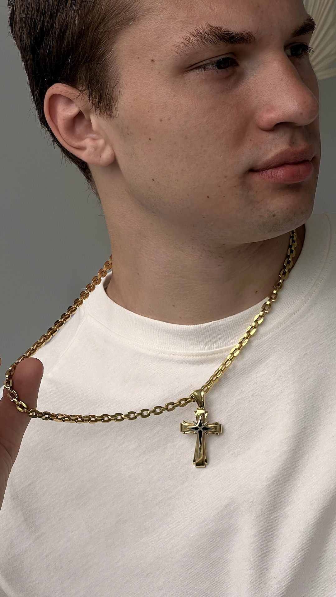 14K Solid Gold Necklace Men's Gold Braided Cable Chain Gift for Him Men