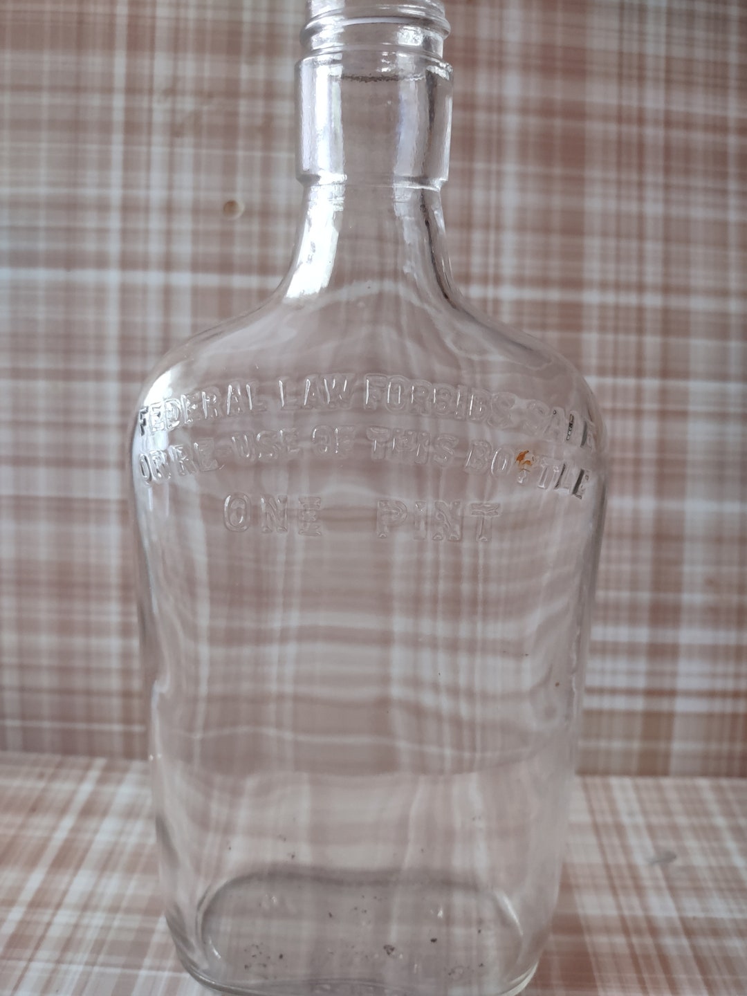Vintage Clear Pint Liquor Bottle Etsy