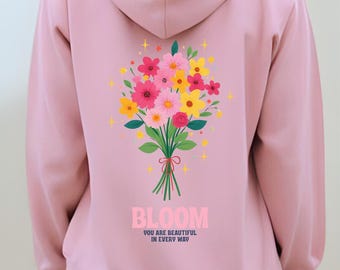Bloom Floral Hoodie: Feminine Eco-Friendly Sweatshirt