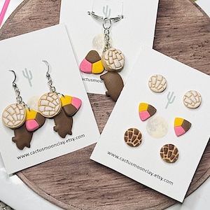 Pan Dulce Earrings and studs | Mexican sweet bread charm earrings | handmade polymer clay earrings | aretes pan dulce
