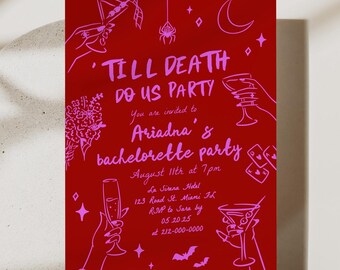 Editable Halloween Bachelorette Invitation Printable Summerween Bridal Shower Fall Invite Hens Weekend Itinerary Till Death do us Party Bach