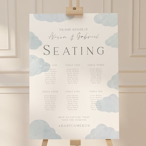 Editable Clouds Baby Shower Seating Chart Printable Sign Dusty Blue Cloud Seating Plan Template Gender Neutral Baby Shower Christening Decor
