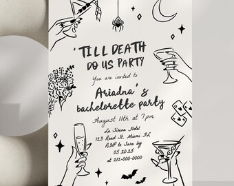 Editable Halloween Bachelorette Invitation Printable Summerween Bridal Shower Fall Invite Hens Weekend Itinerary Till Death do us Party Bach