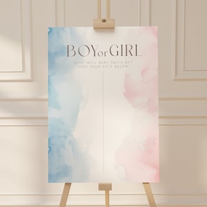 Editable Boy or Girl Gender Voting Sign Gender Reveal Baby Gender Prediction Game Printable Board Team Boy Team Girl Poster Gender Vote Cast