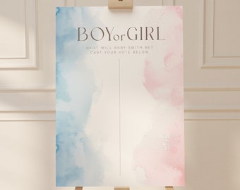 Editable Boy or Girl Gender Voting Sign Gender Reveal Baby Gender Prediction Game Printable Board Team Boy Team Girl Poster Gender Vote Cast