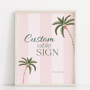 Editable Cabana Table Sign Beach Club Birthday Custom Sign Printable Pool Party Palm Springs Birthday Malibu Sign Retro Beach Club Theme