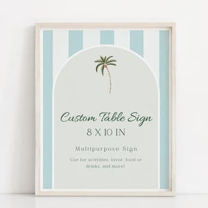 Editable Table Sign Beach Club Birthday Printable Cabana Theme Birthday Bash Party Custom Sign Retro Palms Springs Pool Party Summer Poster