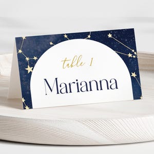 Editable Celestial Tent Card Printable Starry Night Bridal Shower Placement Card Night Sky Food Label Baby Shower Star Constellation Theme