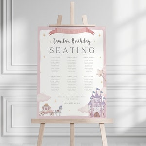 Printable Seating Chart Princess Birthday Editable Seating Plan Custom Sign Blush Pink Fairy Tale Seating Template Birthday Decorations