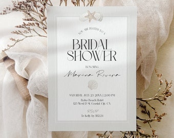 Coastal Bridal Shower Invitation: Beach Bachelorette Party (Digital Template)