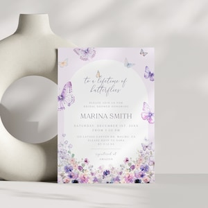 Editable Purple Butterflies Bridal Shower Invitation For a Lifetime of Butterflies Bachelorette Invite Printable Butterflies Wedding Shower