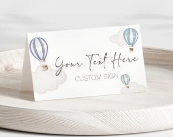 Editable Oh Baby Hot Air Balloons Baby Shower Boy Printable Food Label Sign Instant Download Template Gender Neutral Blue Pink and Teal