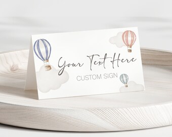 Hot Air Balloon Baby Shower Place Card Template (Digital Download)
