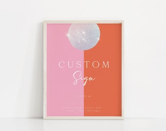 Editable Disco Ball Custom Table Sign Disco Printable 8x10 Custom Sign Template 5x7 Edible Disco Party Table Sign Retro 70's Decorations