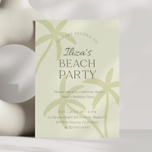 Editable Palms Birthday Invitation Printable Bachelorette Party Theme Summer Birthday Bash Invite Palms Springs 20s 30s 40s Birthday Coastal