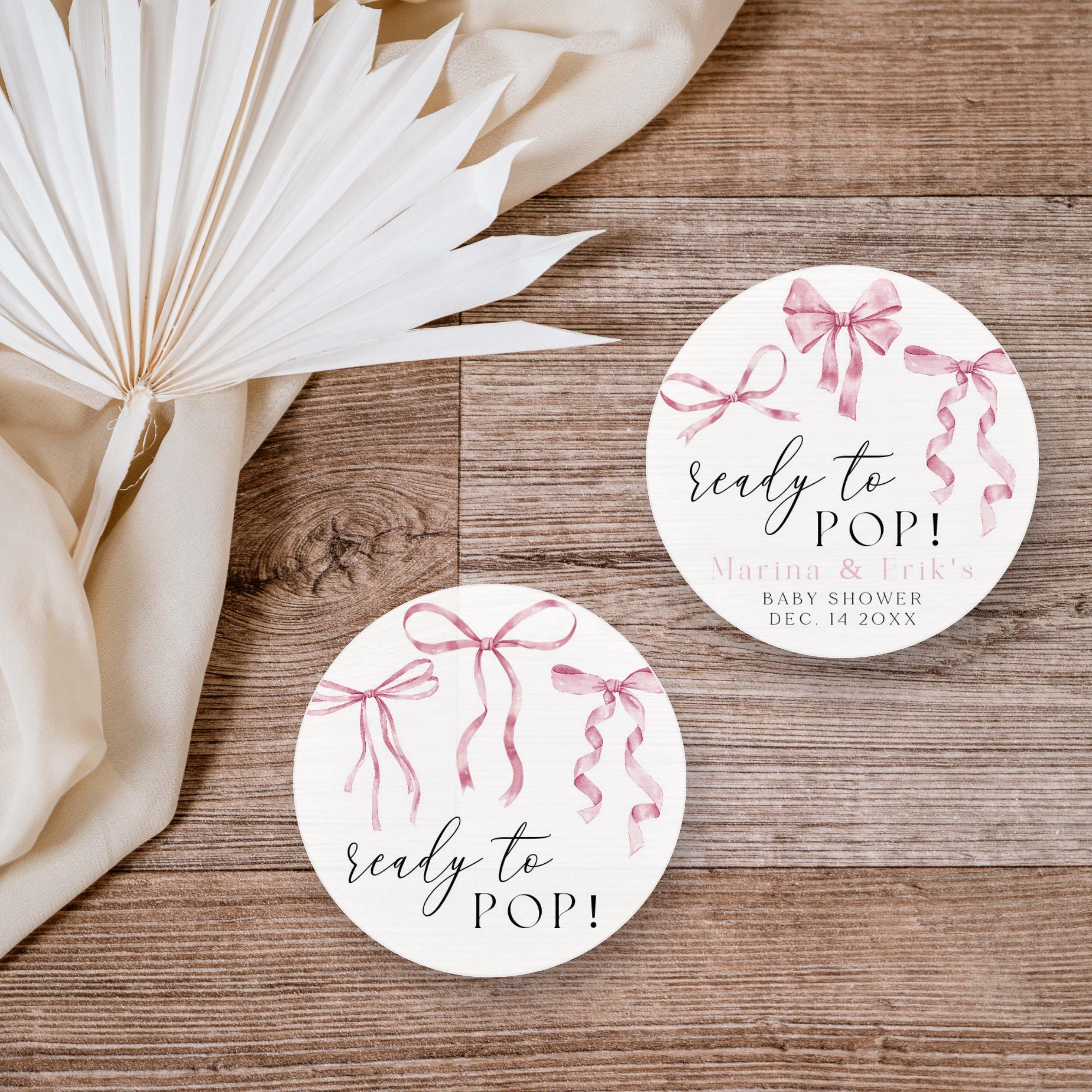 Editable Popcorn Label Printable Ready to Pop Coquette Bow Sticker