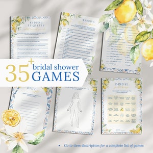Editable Amalfi Bridal Shower Games Lemon Citrus Bridal Bingo Bachelorette Guest Activities Printable Coastal Mediterranean Fun Bridal Games
