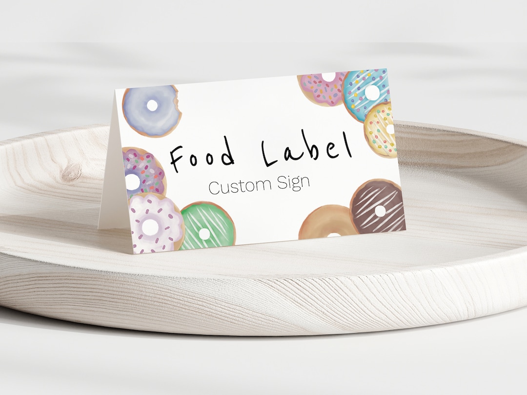 Donut Birthday Party Food Label Tent Card (digital Download) - Etsy