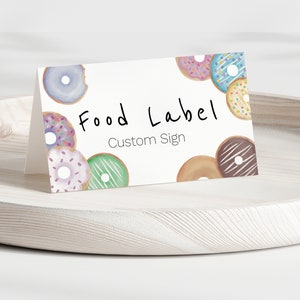 Donut Birthday Party Food Label Tent Card (Digital Download)