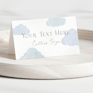 Editable Food Label Clouds Baby Shower Dusty Blue Clouds Printable Buffett Card Digital Template Food Table Sign Gender Neutral Decorations
