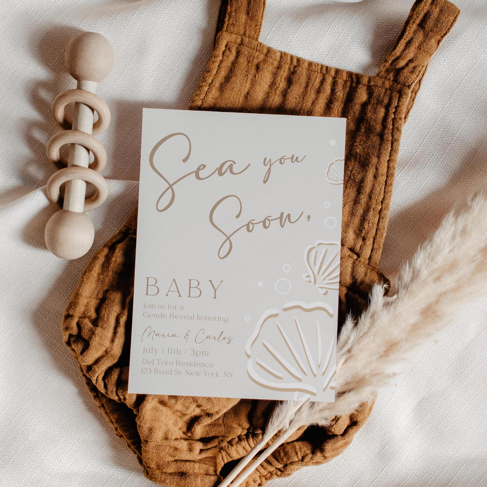 Sos Invite Editable Gender Reveal Sea You Soon Invitation Printable Ocean Theme ...