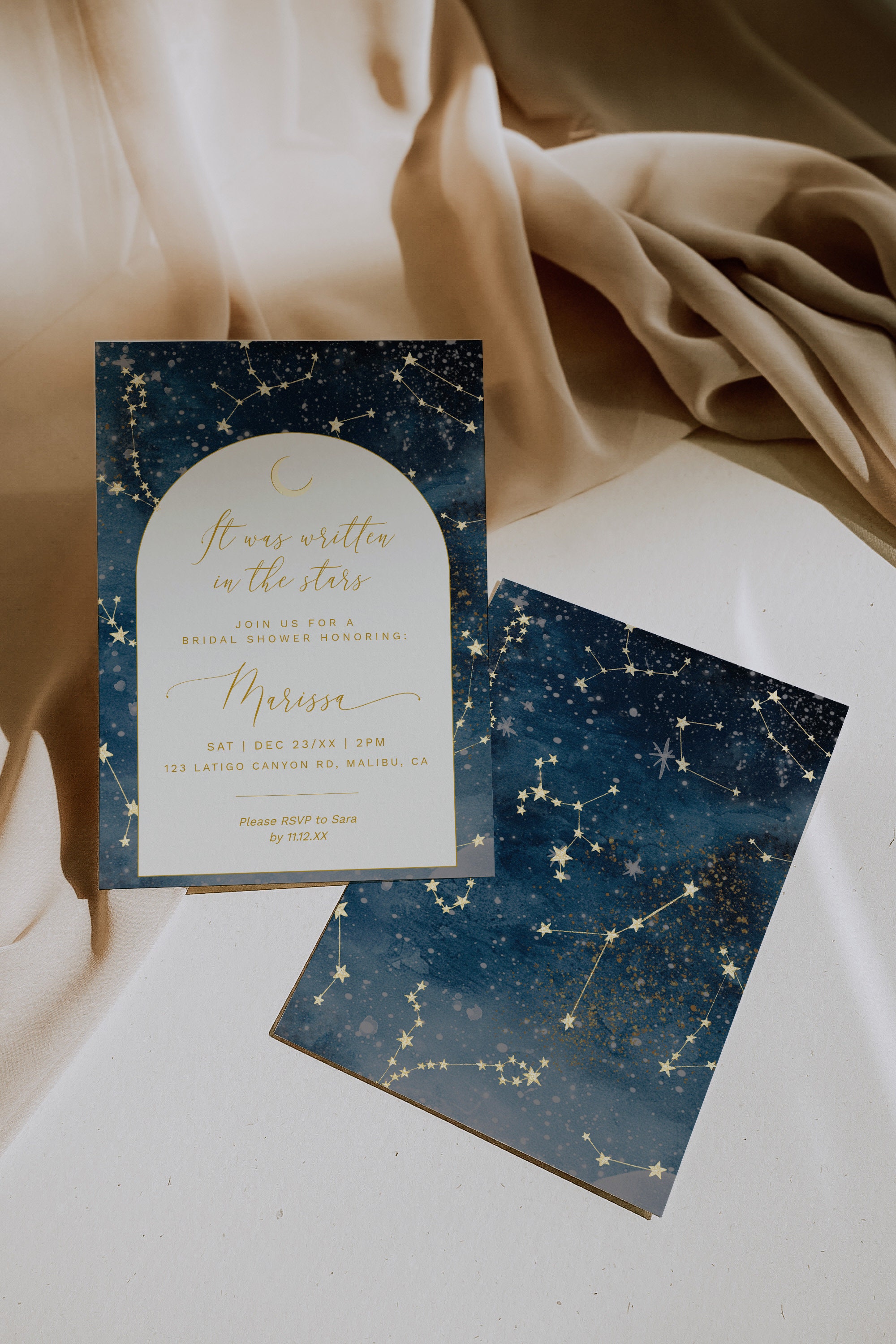 Editable Starry Night Bridal Shower Invitation Printable Celestial Editable Starry Night Bridal Shower Invitation Printable Celestial