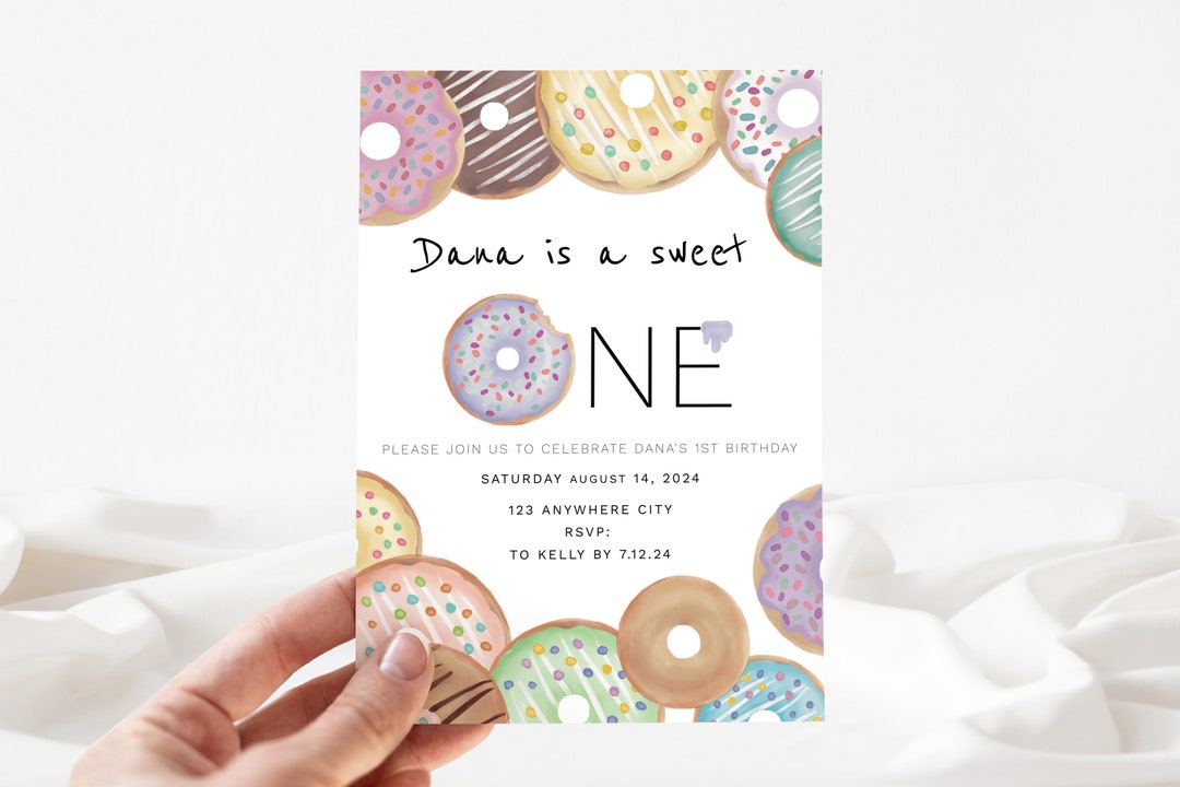 Editable Donuts Birthday Invitation Printable Donut Invite Template ...