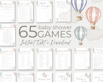 Editable Oh Baby Hot Air Balloons Baby Shower Printable Games Baby Shower Activities for Guests Gender Neutral Baby Shower Decor Template