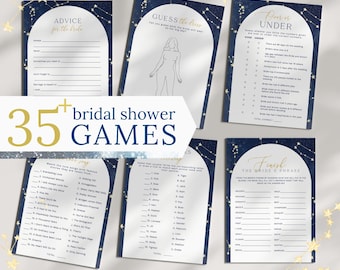 Editable Bridal Shower Games Night Sky Printable Bach Celestial Guest Set Bachelorette Decorations Bridal Starry Night Theme