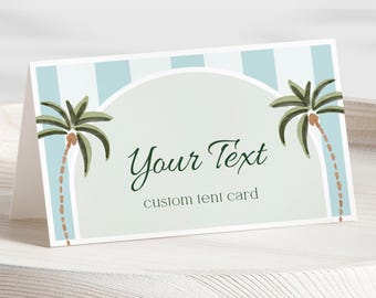 Editable Tent Card Beach Club Birthday Printable Cabana Theme Birthday Bash Party Custom Food Label Retro Palm Springs Buffet Placement Card