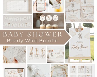 Teddy Bear Baby Shower Bundle, Balloons Theme (Digital Templates)