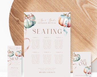Pumpkin Gender Reveal Seating Chart Bundle: Fall Theme (Digital Download)