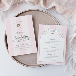 Editable Beach Club Babana Birthday Weekend Invitation Printable Pool Party Palm Springs Malibu Birthday Retro Beach Beverly Hills Invite