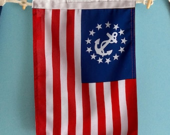Yacht Ensign Flag - White Anchor & 13 White Stars on Blue Field