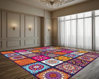 Colorful Mandalas Design | Indian Wedding | Wedding Dance Floor Design | Floor Wrap Designs | Floor Designs | Digital Design Only