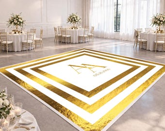 Sticker bruiloft dansvloer | Gouden spiegelmonogram | Receptievloer op maat | Digitaal bestand