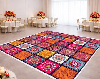 Colorful Mandala Dance Floor Design | Indian Wedding Mehndi or Sangeet | Reception Dance Floor | Wedding Decor | Custom Digital File