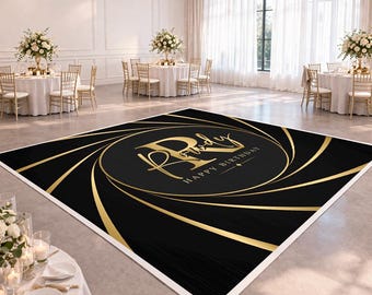 Birthday Dance Floor Design | Gold Bond-Inspired Spy Theme | Casino Night Party | Black Tie | Custom Name Digital File