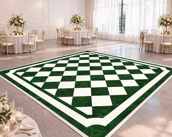 Emerald Green Marble Decal | Checkerboard Dance Floor | Wedding Floor Wrap | Elegant Custom Event Floor | Digital File