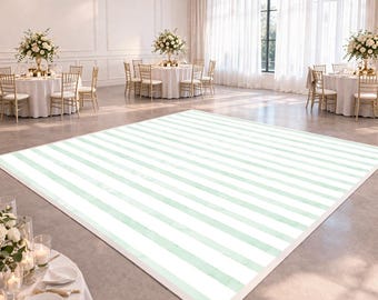 Saliegroen gestreepte dansvloer | Ontwerp bruiloftsvloer kust | Decoratie strandevenement | Aangepast digitaal bestand