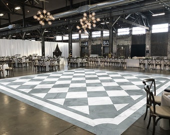 Gray Marble Checkered Dance Floor Design