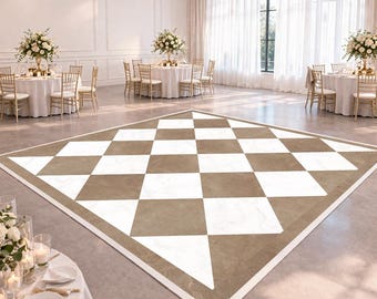Marble Checkerboard Dance Floor Design | Beige and White Wedding Floor Wrap | Modern Wedding Reception Decor | Digital Download