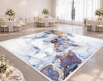 Blauwmarmeren dansvloer | Vloerbedekking bruiloftreceptie | Modern luxe evenementdecor | Aangepast digitaal bestand