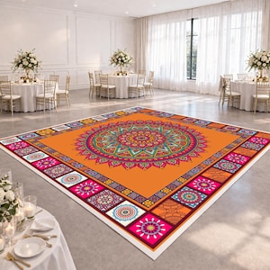 Indian Wedding Mandala Dance Floor Design | Mehndi Sangeet Party Floor Decal | Colorful Mandala Event Floor Graphic | Digital Download