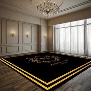 Custom Initial Wedding Monogram |  Gold & Black | Wedding Dance Floor Design |  Floor Designs | Dance Floor Wrap | Digital Design Only
